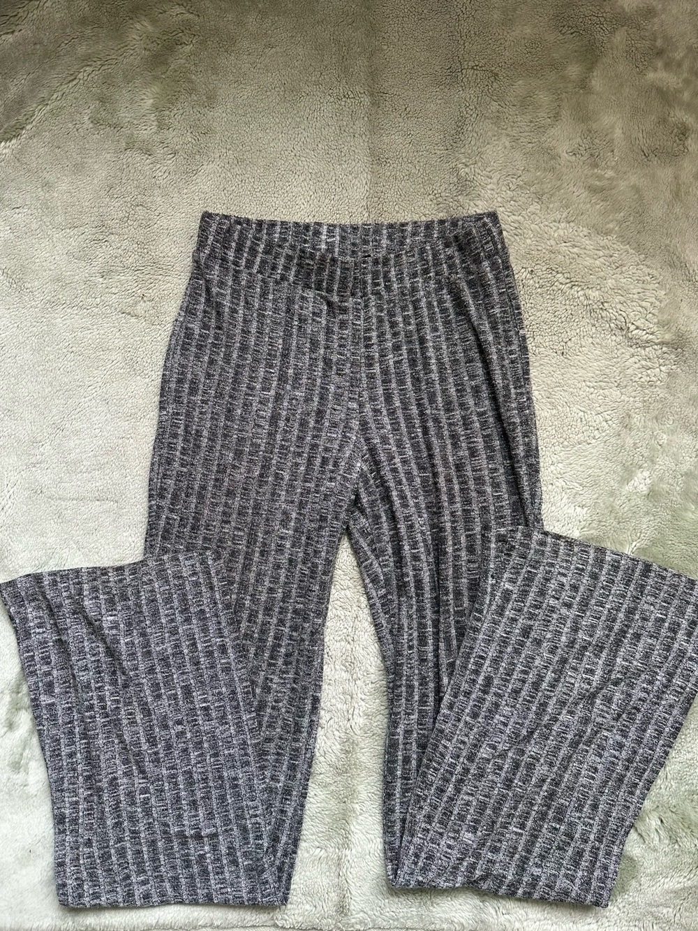 Heathered Gray Knit Flare Pants